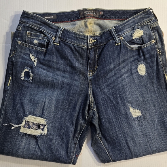 Torrid Denim - Torrid Women's Jeans Boyfriend Straight Leg Distressed Stretch size 16S